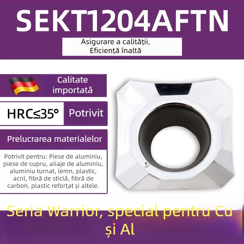 Dasan SEKT1204AFTN lamă de frezat CNC, geometrie pătrată, oțel inoxidabil, oțel călit