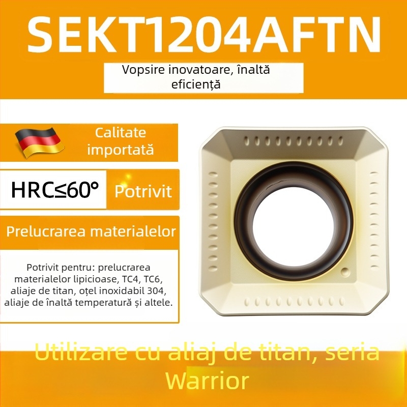 Dasan SEKT1204AFTN lamă de frezat CNC, geometrie pătrată, oțel inoxidabil, oțel călit