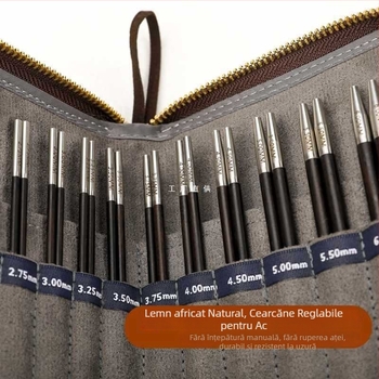 Ace circulare din lemn de abanos, lucrate manual, pentru tricotat pulovere, stil modern (Cod: 6511002741999)