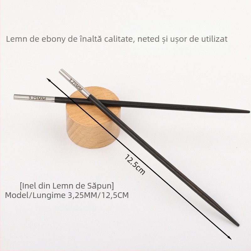 Ace circulare din lemn de abanos, lucrate manual, pentru tricotat pulovere, stil modern (Cod: 6511002741999)