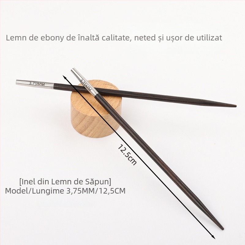 Ace circulare din lemn de abanos, lucrate manual, pentru tricotat pulovere, stil modern (Cod: 6511002741999)