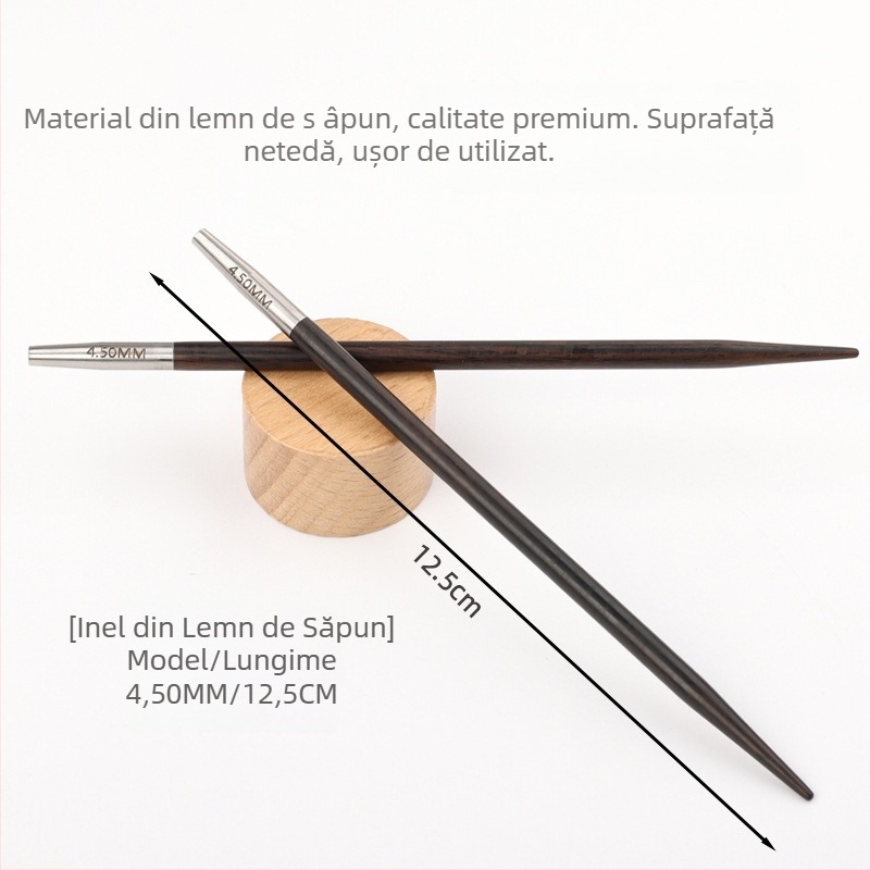 Ace circulare din lemn de abanos, lucrate manual, pentru tricotat pulovere, stil modern (Cod: 6511002741999)