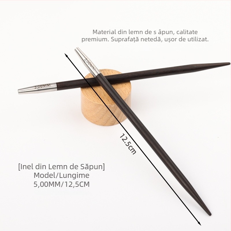 Ace circulare din lemn de abanos, lucrate manual, pentru tricotat pulovere, stil modern (Cod: 6511002741999)
