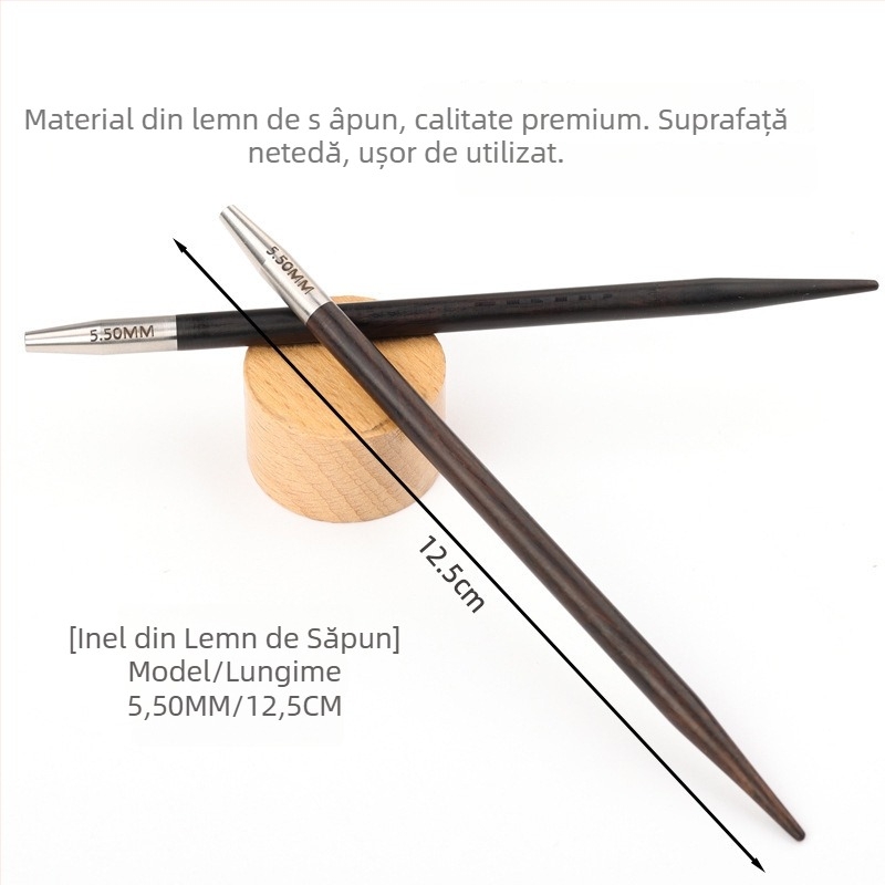 Ace circulare din lemn de abanos, lucrate manual, pentru tricotat pulovere, stil modern (Cod: 6511002741999)