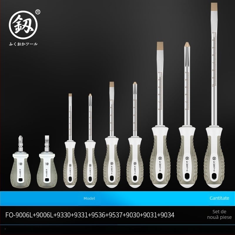 Set de șurubelnițe – Phillips și drept, magnetice, din oțel-carbon