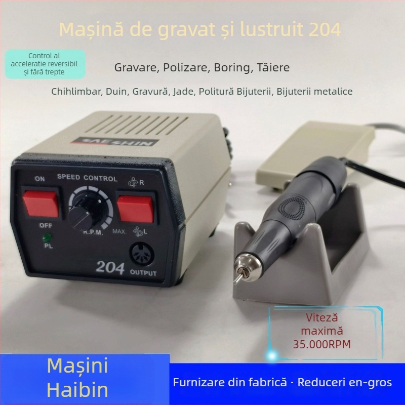 Mașină de gravură și polizare pentru bijuterii, jad, chihlimar și lemn; alimentare la priză; tensiune: AC monofazic și DC până la 50V; potrivită pentru gravură, șlefuire și manichiură