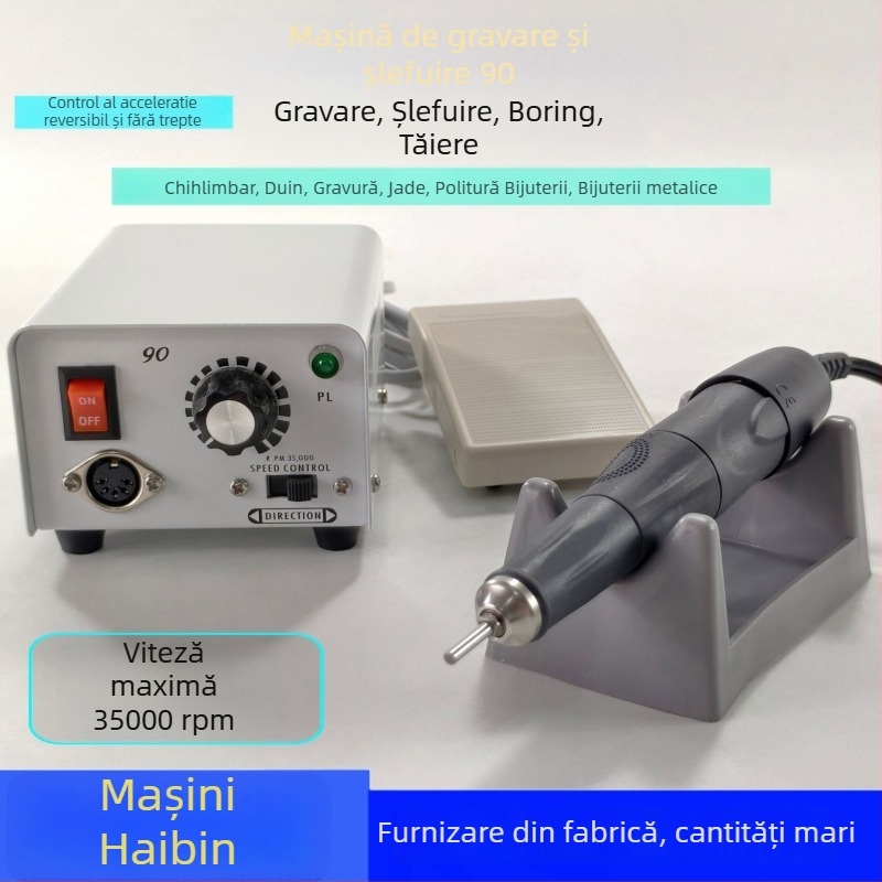 Mașină de gravură și polizare pentru bijuterii, jad, chihlimar și lemn; alimentare la priză; tensiune: AC monofazic și DC până la 50V; potrivită pentru gravură, șlefuire și manichiură