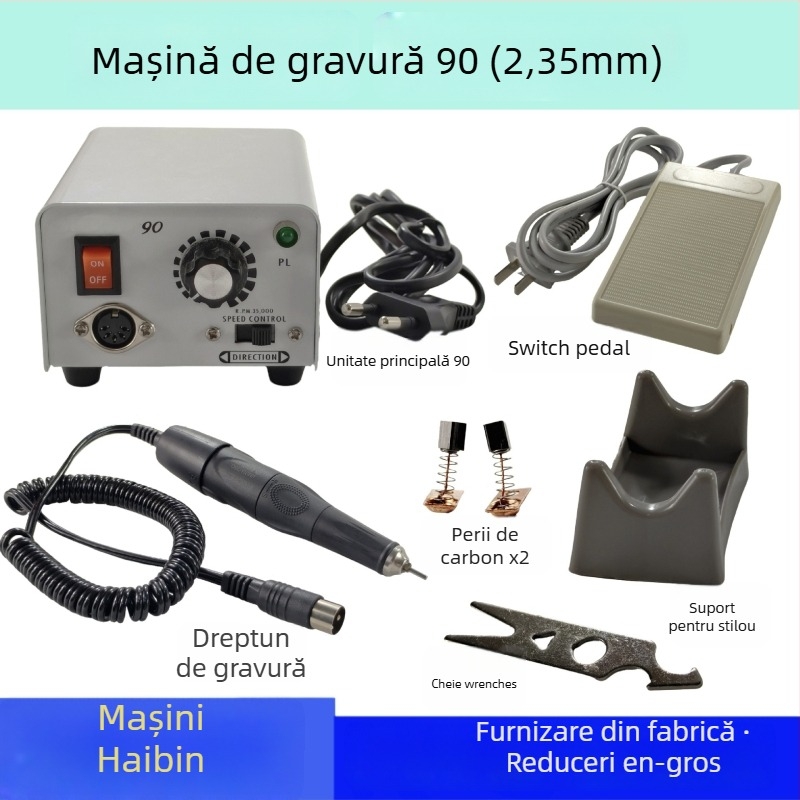 Mașină de gravură și polizare pentru bijuterii, jad, chihlimar și lemn; alimentare la priză; tensiune: AC monofazic și DC până la 50V; potrivită pentru gravură, șlefuire și manichiură