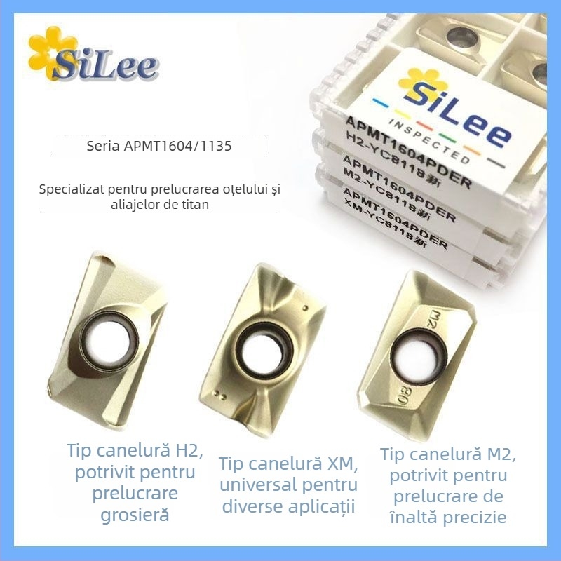 SiLee APMT1135 Inserție din carbură, acoperită, pentru frezare brută, clasă 1604