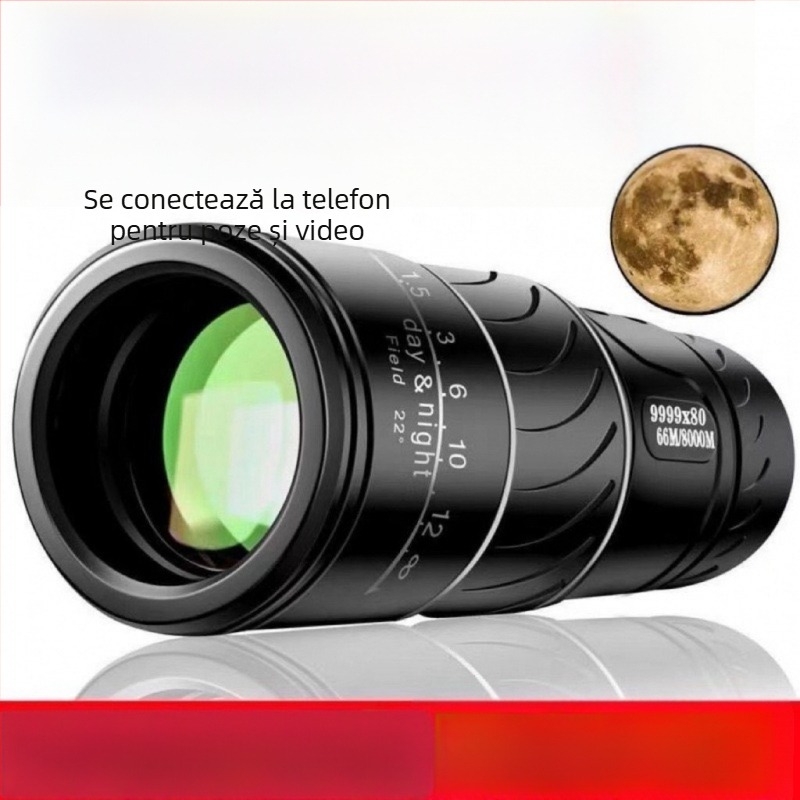 Telescop monocular cu mărire 5x, pupila de ieșire 20 mm, rezoluție 52, funcție Zoom.