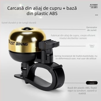 Clopoțel de bicicletă din cupru pentru bicicletă de munte - sunet puternic, model Yp0706067, brand West Rider