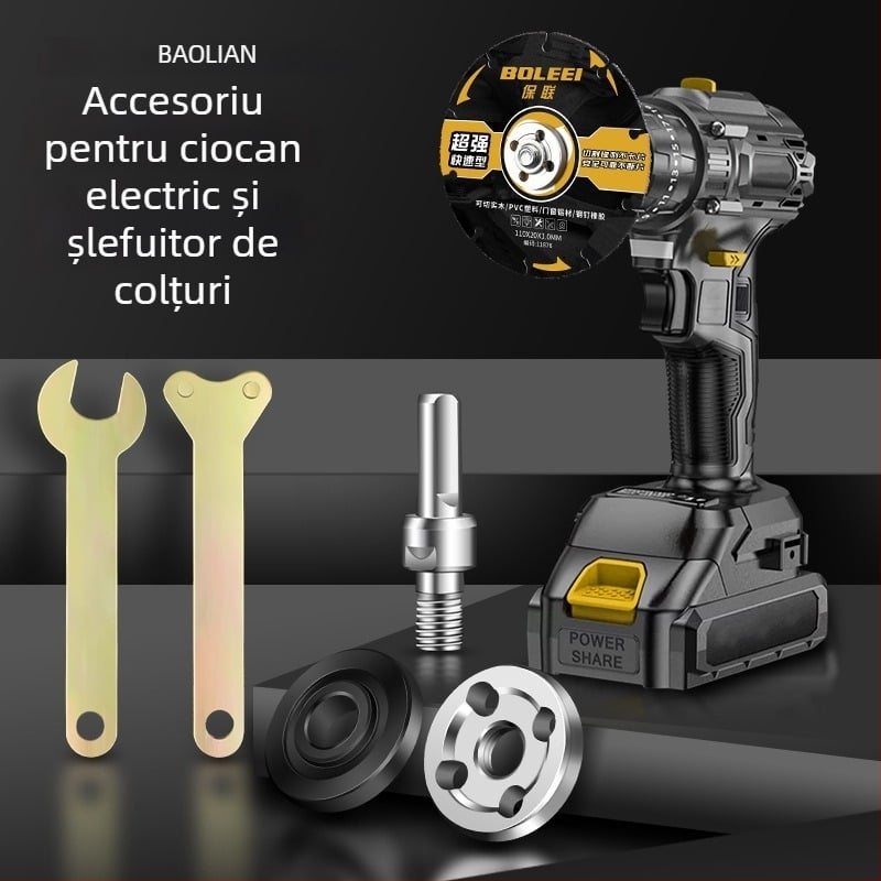 Kit de conversie a bormașinei în șlefuitor unghiular cu adaptor de mandrină, tijă de conectare și cap de tăiere (Warranty)