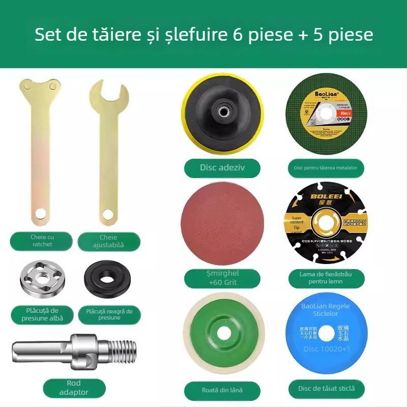 Kit de conversie a bormașinei în șlefuitor unghiular cu adaptor de mandrină, tijă de conectare și cap de tăiere (Warranty)