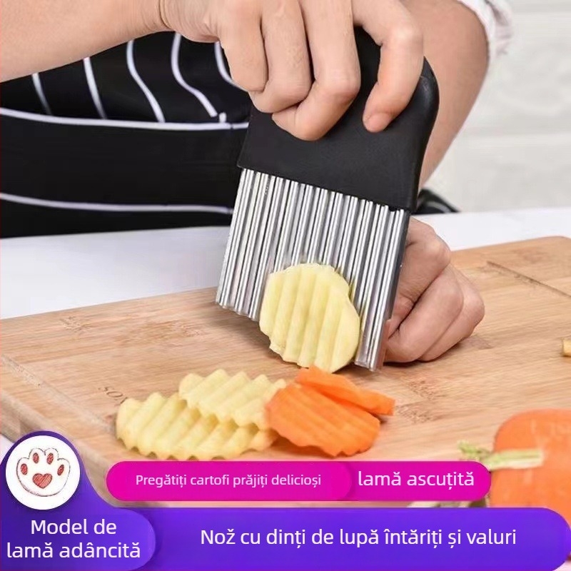 Tăietor de cartofi în formă de floare, lamă ondulată – oțel inoxidabil 201, pentru uz casnic
