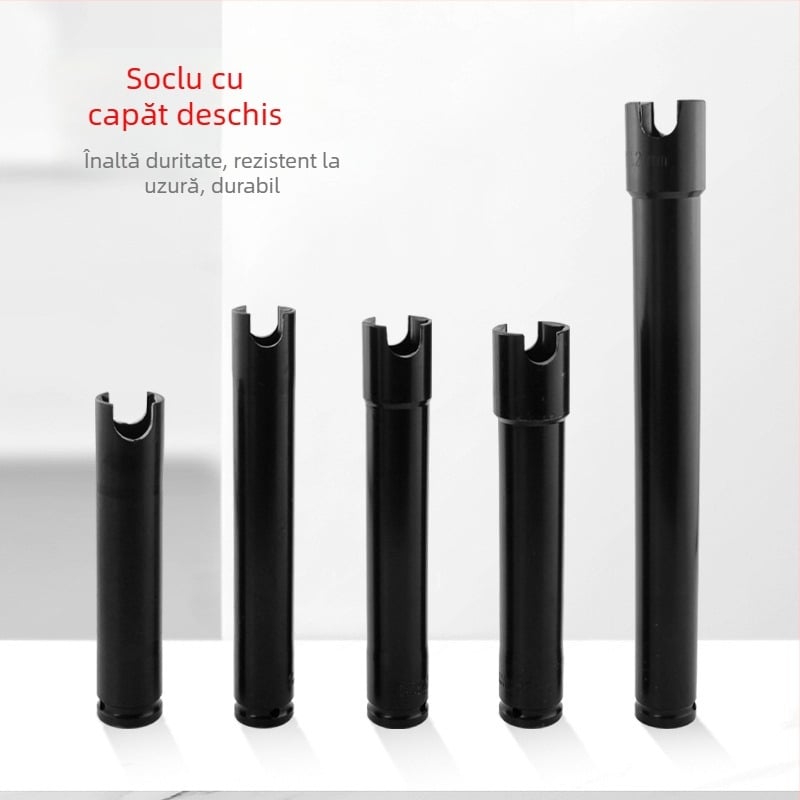 Soclu pentru șurubelniță electrică, deschidere deschisă, prelungită și îngroșată, pentru tâmplărie și schele — Ming Kite oțel crom-vanadiu, finisaj negru, 277 g