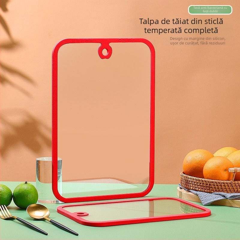 tocător de bucătărie din sticlă temperată – antibacterian, anti-mucegai, antiderapant, cu două fețe, pentru uz casnic