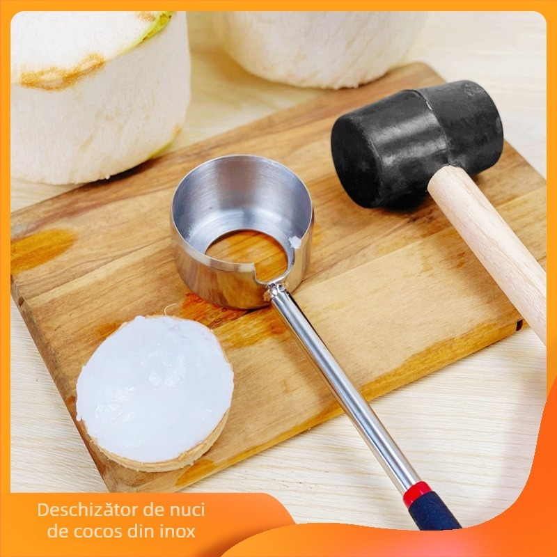 Deschizător pentru coajă de nucă de cocos — oțel inoxidabil, instrument multifuncțional, logo imprimat, 2021