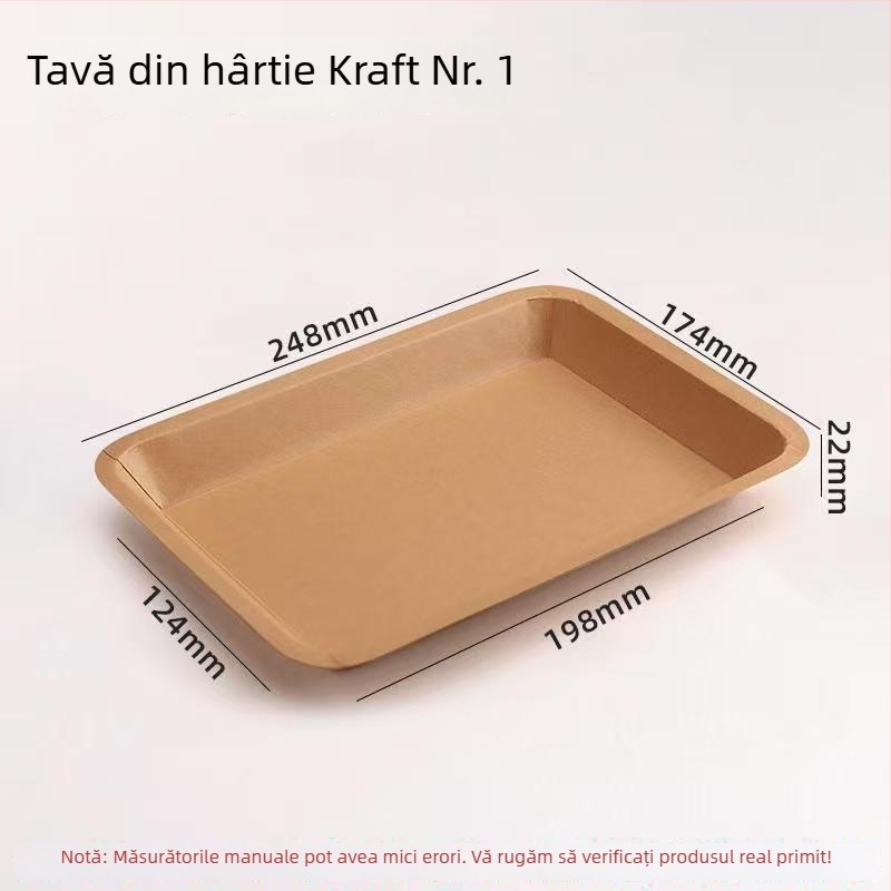 Farfurie de hârtie kraft, dreptunghiulară, pentru coacere și grătar – pui prăjit și cartofi prăjiți, biodegradabilă, nu este compatibilă cu microundele, imprimare Silk Screen pentru logo, procesare la cerere