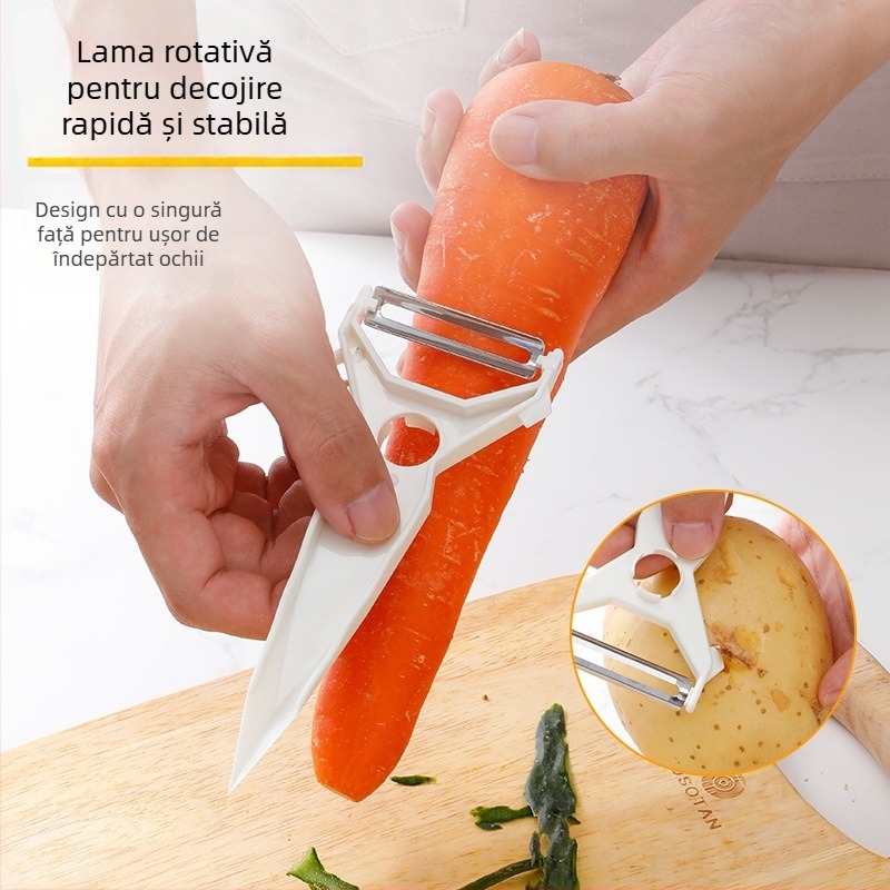 Curățător de legume automat, trei în unu, cu lamă din oțel inoxidabil 420J2 și mâner ABS