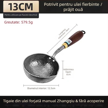 Tigaie pentru omletă din fier forjat, cu fund multistrat, fără capac, compatibilă cu plita pe gaz, model ZQ-YDPYG
