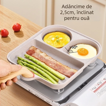 Tigaie antiaderentă multifuncțională pentru mic dejun și ouă, din aliaj de aluminiu, bază cu mai multe straturi, model 5656448, compatibilă cu plitele generale