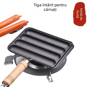 Tigaie/grătar din fontă pentru cârnați și kebab; compatibil cu plita universală; 1.1 kg