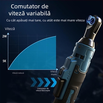 Cheie cu rac electrică, 90° unghi drept, baterie litiu 21V, cuplu 80 Nm, greutate 0,9 kg