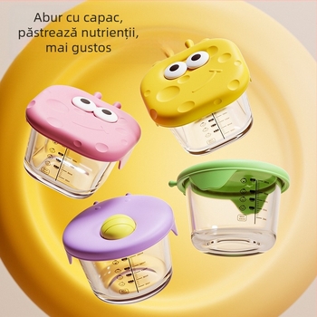 Le You Cutie de Hrănire pentru Bebeluși din Sticlă – Bol de Sticlă pentru Hrănire a Bebelușului, Poate Fi Gătit la Aburi cu Budincă de Ou, Păstrează Prospețimea, Poate Fi Înghețat