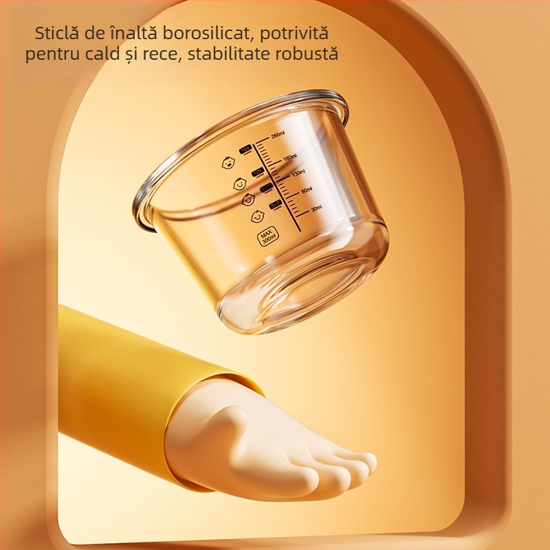 Le You Cutie de Hrănire pentru Bebeluși din Sticlă – Bol de Sticlă pentru Hrănire a Bebelușului, Poate Fi Gătit la Aburi cu Budincă de Ou, Păstrează Prospețimea, Poate Fi Înghețat