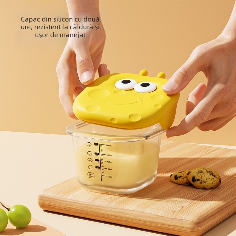 Le You Cutie de Hrănire pentru Bebeluși din Sticlă – Bol de Sticlă pentru Hrănire a Bebelușului, Poate Fi Gătit la Aburi cu Budincă de Ou, Păstrează Prospețimea, Poate Fi Înghețat