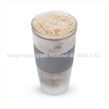 Pahar din sticlă borosilikată cu pereți dubli – 470 ml, păstrează rece și cald, anti-arzire, formă cilindrică