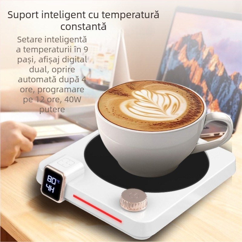 Pad încălzitor pentru ceașcă de cafea cu temperatură constantă, temporizator și control inteligent, alimentare AC, 220W, 111–240V