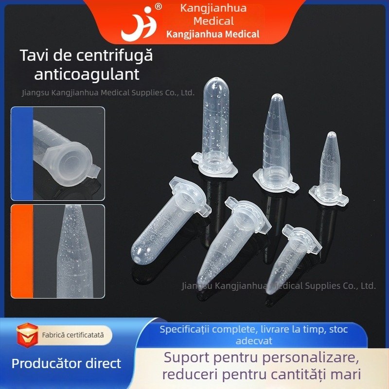 Tuburi centrifuge anticoagulante, de unică utilizare, cu fund ascuțit, criogenice, marcă Kang Jianhua