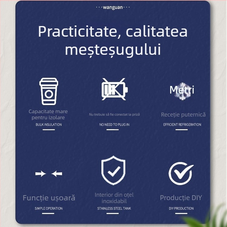 Wanguan WGBB-013 Cană de răcire fără cablu pentru DIY băuturi: sucuri, smoothie-uri și milkshake-uri