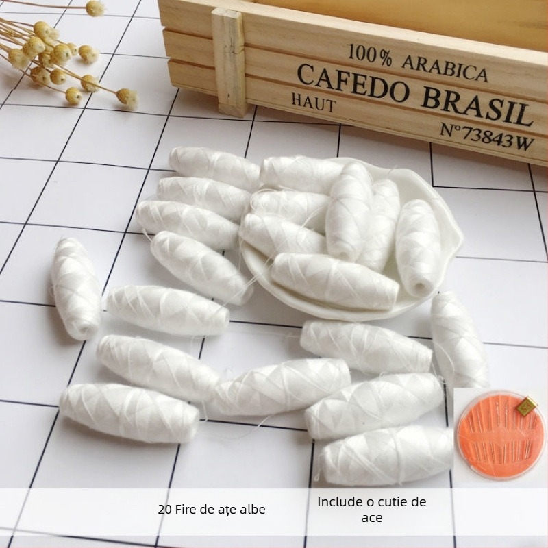 Fire de cusut pentru mână – mini, uz casnic, rolă mică, 200 bucăți