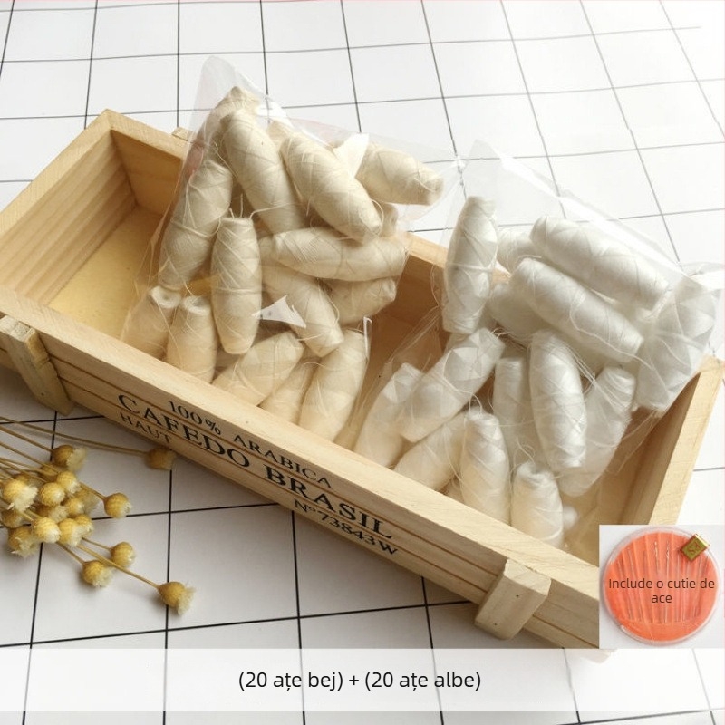 Fire de cusut pentru mână – mini, uz casnic, rolă mică, 200 bucăți