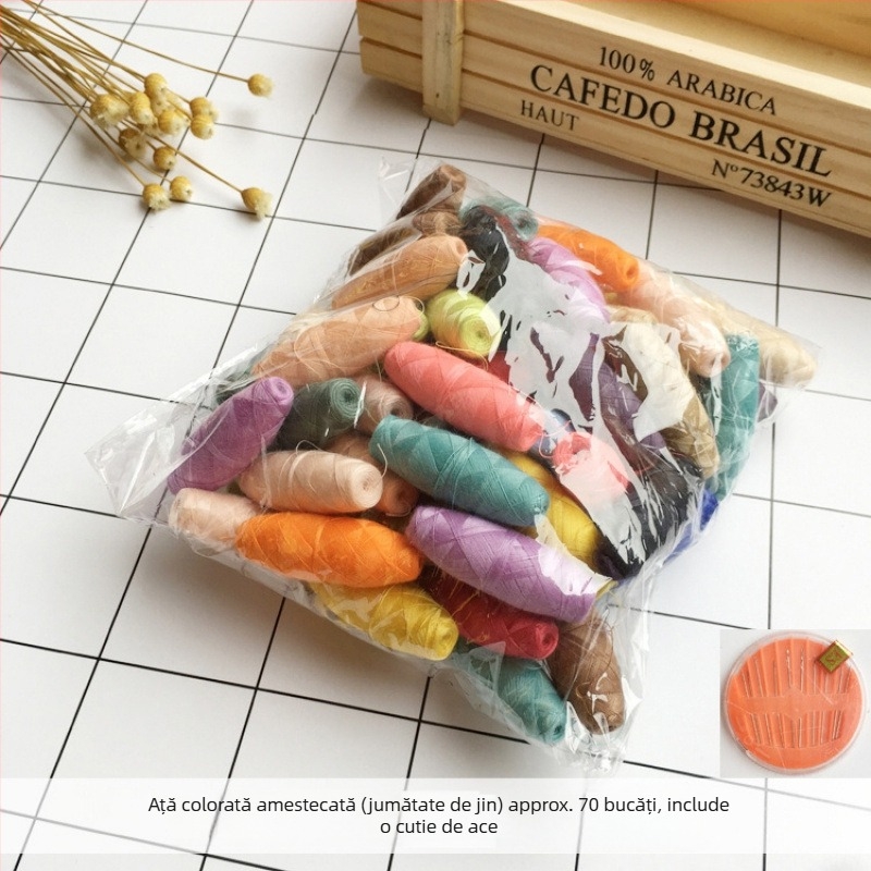 Fire de cusut pentru mână – mini, uz casnic, rolă mică, 200 bucăți