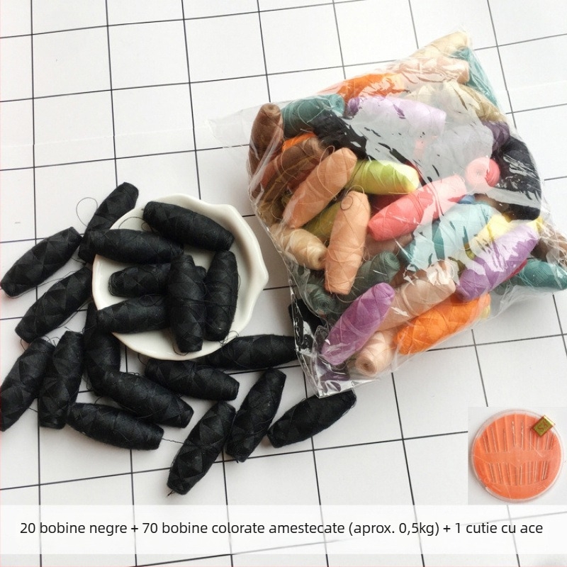 Fire de cusut pentru mână – mini, uz casnic, rolă mică, 200 bucăți