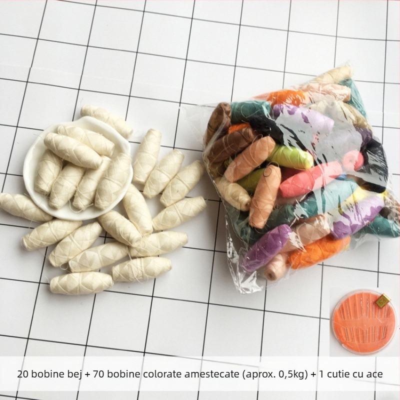 Fire de cusut pentru mână – mini, uz casnic, rolă mică, 200 bucăți