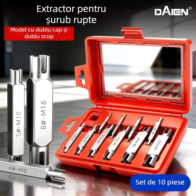 Set extractoare de filete, cu capete duble, unelte manuale pentru îndepărtarea filetelor rupte – Dain Tool
