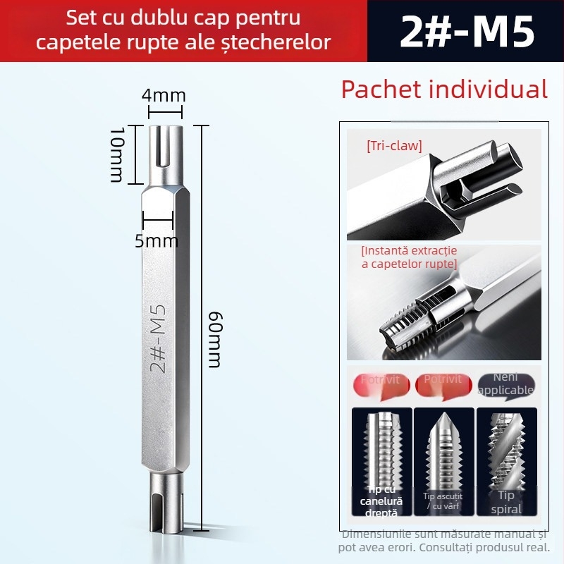 Set extractoare de filete, cu capete duble, unelte manuale pentru îndepărtarea filetelor rupte – Dain Tool