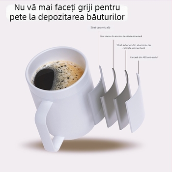 Suport încălzit pentru ceașcă din ABS, alimentare la priză, control tactil, fără oprire automată