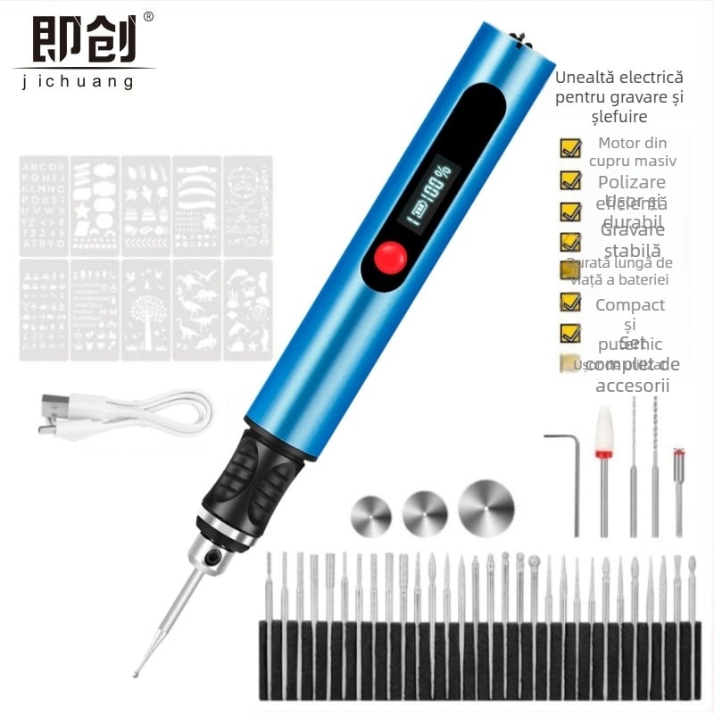 Pena de gravură reîncărcabilă cu baterie de litiu – pentru artă de unghii, gravură pe jad și polizor electric, DC 10-30V