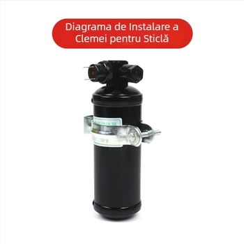 Suport universal pentru sticla de uscare a climatizării auto, cu clemă pentru conductă și clemă a rezervorului de lichid (montaj gata, clemă rezervor îngroșată)