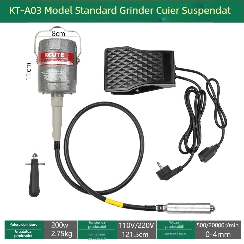 Mașină de gravură și lustruire pentru bijuterii, cu freare electrică pentru jad, metal și sculptură în lemn, ax moale (Putere: 3.7)