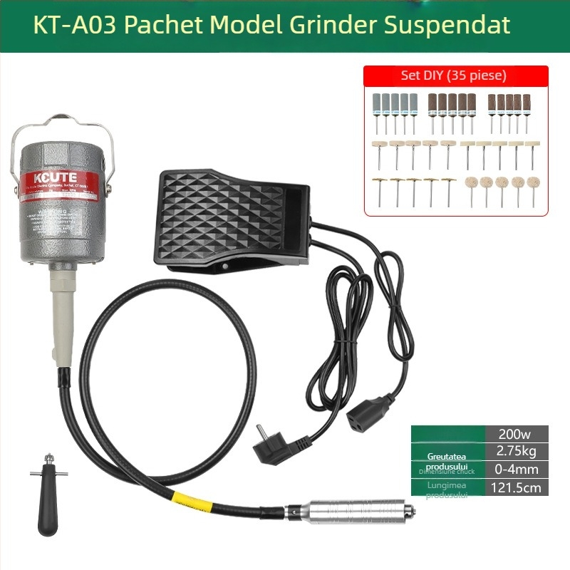 Mașină de gravură și lustruire pentru bijuterii, cu freare electrică pentru jad, metal și sculptură în lemn, ax moale (Putere: 3.7)