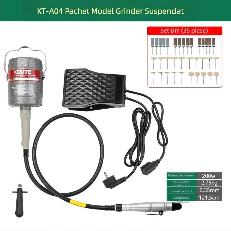 Mașină de gravură și lustruire pentru bijuterii, cu freare electrică pentru jad, metal și sculptură în lemn, ax moale (Putere: 3.7)