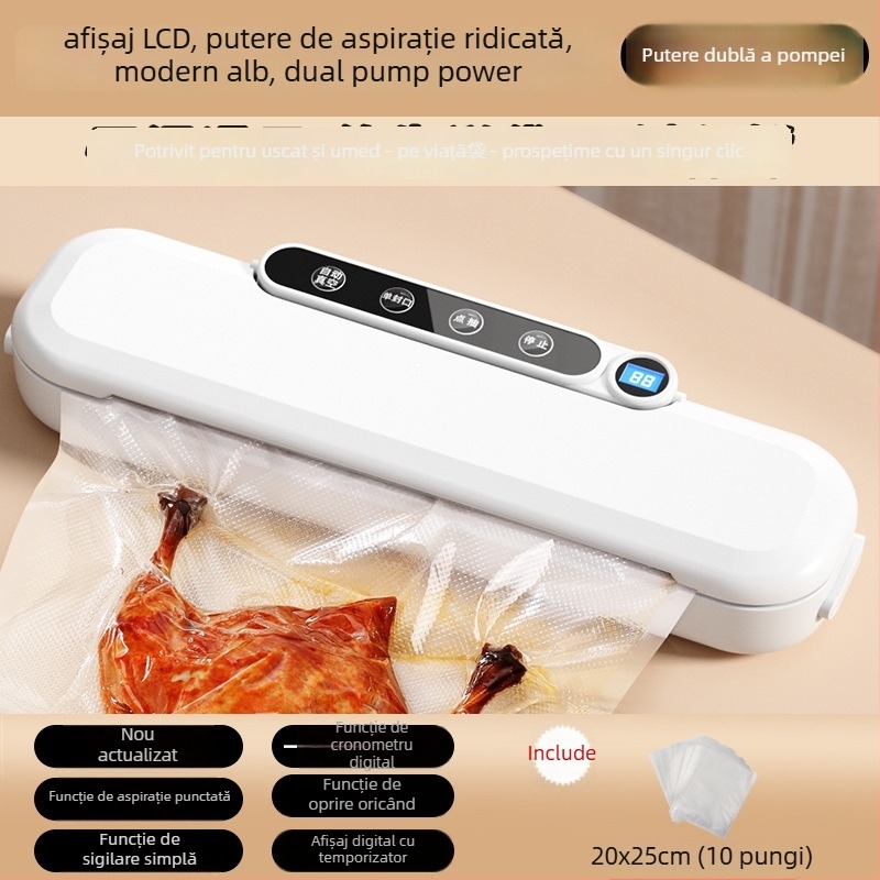 Mașină de sigilat în vid pentru ambalarea alimentelor, ABS, diametru 30 cm, 110 W, 220 V, capacitate 1501-2000 ml