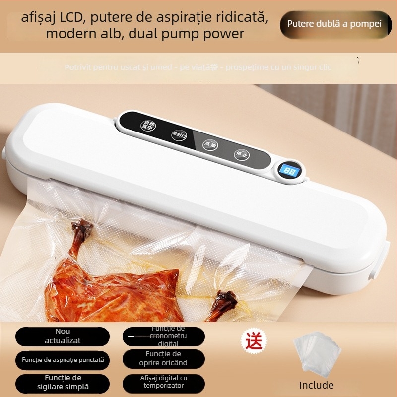 Mașină de sigilat în vid pentru ambalarea alimentelor, ABS, diametru 30 cm, 110 W, 220 V, capacitate 1501-2000 ml