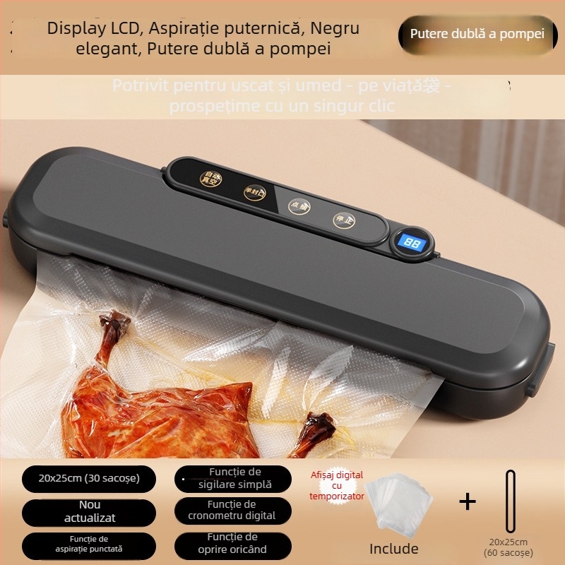 Mașină de sigilat în vid pentru ambalarea alimentelor, ABS, diametru 30 cm, 110 W, 220 V, capacitate 1501-2000 ml